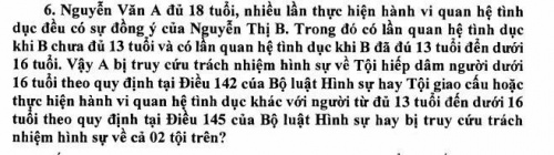 Quan hệ với người dưới 13 tuổi và từ 13 đến dưới 16 tuổi bị xử lý thế nào?