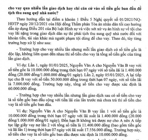 Tiền gốc cho vay lãi nặng có bị tịch thu