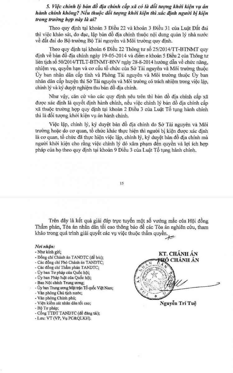 Bản đồ địa chính cấp xã có phải đối tượng khởi kiện hành chính?