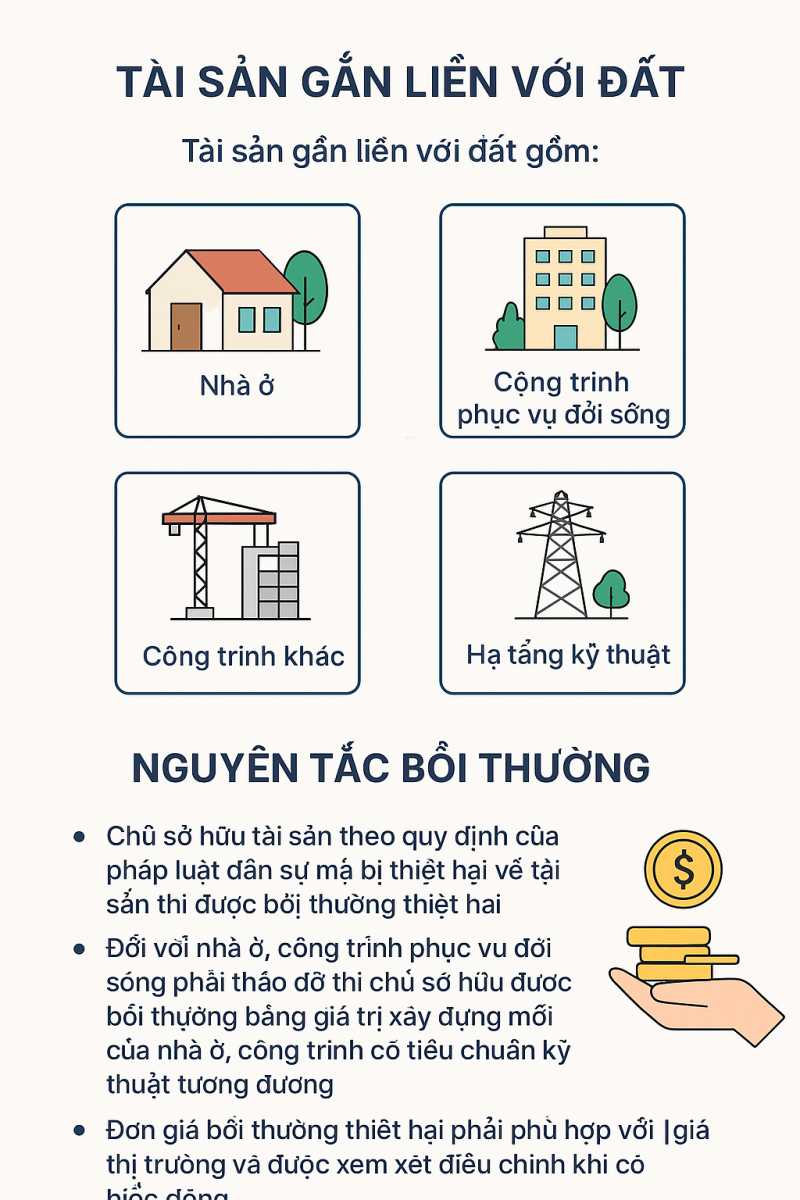 Bồi thường thiệt hại khi Nhà nước thu hồi đất theo Luật Đất đai 2024